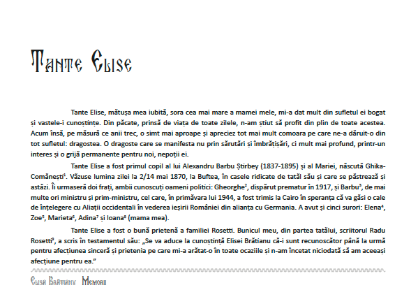 Elisa Brătianu. Memorii